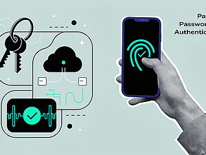 [Translate to Englisch:] Hand mit Smartphone Passkeys