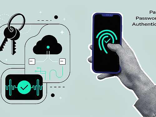 Hand mit Smartphone Passkeys