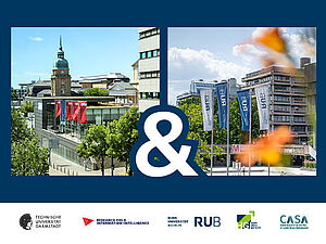Picture with the buildings of TU Darmstadt and RUB