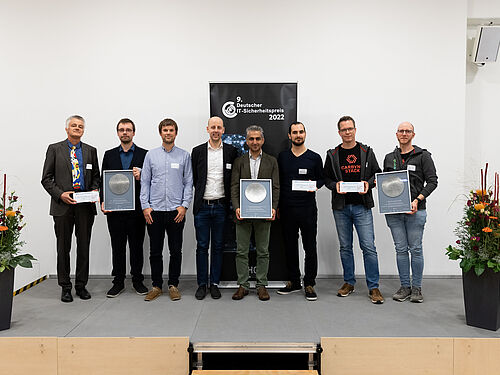 Alle Gewinnerteams des 9. Deutschen IT-Sicherheitspreises. Copyright: HGI, Schwettmann
